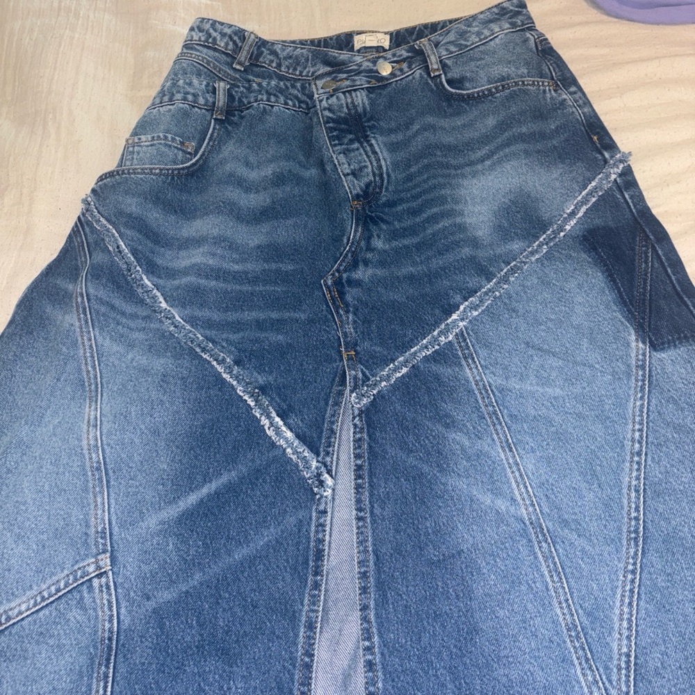 Pilcro Asymmetrical Maxi Jean Skirt from Anthro